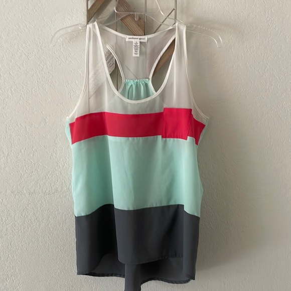 Ambiance Tops Ambiance Colorblock Racerback Sheer Tank Top Poshmark